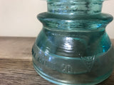 ~ Vintage Pair Set/2 4” Clear Aqua Glass Whitall Tatum Co. USA Railroad Telephone Pole Insulators #1-8 #1/44-45