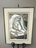 € Vintage Framed Art Pencil Print “Scriptures” artist Irving AMEN Signed 127/200
