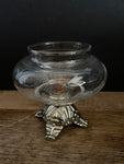 (L) €€ Glass Candy Dish Potpourri Dish with Silver Legged Base