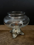 (L) €€ Glass Candy Dish Potpourri Dish with Silver Legged Base