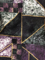*Mens BACHRACH Italy Silk Neckware Tie Necktie Geometric Purple Green