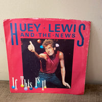 a* Vintage MUSIC HUEY LEWIS AND THE NEWS “If This Is It” “Change of Heart” 45 RPM Vinyl Record Chrysalis