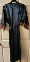Womens Small/Medium GILLIGAN & O’MALLEY Black Leopard Chemise Gown & Robe