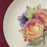 a** Vintage Set 3 Gold Gilt Edge Maroon DUCAL Decorator Dinner Plates 9” Fruits