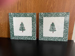 a** Pair/Set of 2 Ceramic Tile Trivet Christmas Tree Hot Plate