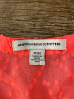 Womens Juniors AMERICAN EAGLE Outfitters Medium Coral Sleeveless Top Blouse