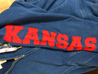 Womens Small KANSAS University JAYHAWKS Hooded Sweatshirt Blue Bedazzled