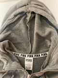 Womens Juniors Small/P VICTORIA’s SECRET Pink Zip Up Jacket Hoodie Gray White Black