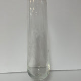 ~€ Delicate Clear Glass 9.25” Bud Vase Etched Design Decor