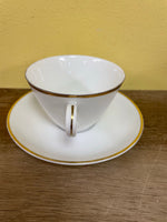 Vintage Set/9 White Saucers and Set/6 Tea Cups Gold Rim China Japan