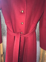 Vintage Womens STEVENS FORSTMAN Red Wool Coat Collar Top Stitched