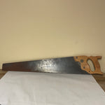 €<a* Vintage Henry Disston & Sons 29” Hand Saw Carved Wood Handle 26” Blade w/ Button Logo
