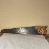 *Vintage Henry Disston & Sons 29” Hand Saw Carved Wood Handle 26” Blade w/ Button Logo