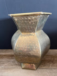 a** Hammered Brass 10.25” Brass Vase Flower Pot Hexagon