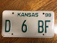 Vintage 1998 Kansas D Dealer License Plate Tag D 6 BF