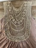 Womens Juniors JUST GINGER Brown Tank Dress w/ Gold Lace Back Small