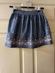 Womens Juniors XSmall AMERICAN EAGLE OUTFITTERS Blue Cotton Skirt Embroidered