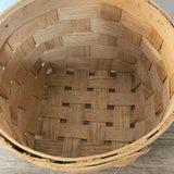 <€€ Round BASKETVILLE Putney Vermont 9” Gathering Basket Woven Wood With Handle Easter