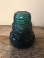 *Vintage Pair Set/2 4” Green Aqua Glass Hemingray USA Railroad Telephone Pole Insulators #40 #42