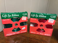 *Vintage Red/Green Ribbons Christmas Holiday Gift Wreath Tie Plastic Velvet
