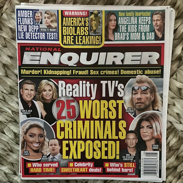 NEW NATIONAL ENQUIRER Magazine July 11 2022 Reality TV Angelina & Brad Amber & Dept