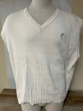 <€€ Mens XLarge ASHWORTH Sweater Vest Vneck Beige 100% Cotton