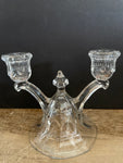 (L) <€€ Beautiful Vintage Dual Arm Taper Glass Taper 5.5” H Candle Holder