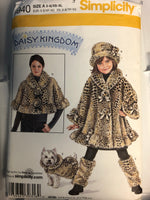 *SEWING Patterns GIRLS Size A 3 4 5 6 7 8 XS-XL Simplicity #3940 Daisy Kingdom Coat Hat Leg Warmers Capelet Dog Coat