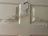 € Lot/10 Clear Retail Strength Plastic Dress Shirt Hanger 17” w/ Swivel Metal Hooks