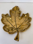 ~ Vintage Solid Brass Leaf Trinket Dish Bowl Tray