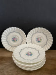 <€€ Vintage Royal Doulton Chelsea Rose Set/7 5” Saucers Bone China Floral England