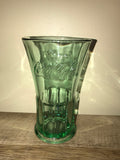 a* Set/8 Green Heavy Glass COCA COLA Flared 16 oz Drinking Glasses