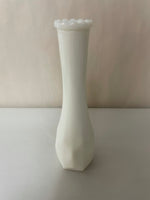 a** Vintage Milk Glass Bud Vase White 8.75” Ribbed Diamond EO Brody 146