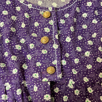 Vintage Womens Juniors Small Sleeveless Purple Floral 3 Button Smock Vest