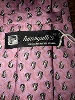 Mens FUMAGALLI’S Italy Spain Silk Penguins on Pink Tie Necktie