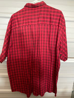 Mens ROUNDTREE & YORKE Cotton/Poly  Short Sleeve Button Down Shirt XLarge Red Plaid