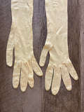 Vintage 19” Womens Long Yellow Nylon Opera Gloves