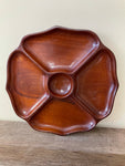 €< Vintage Continental Haiti Mahogany Wood 11”  Round Divided Plate Decor