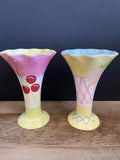 a* Set/4 7” Whimsical Colorful  Soda Fountain Sundae Dessert Dishes Ceramic