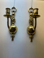a** Pair/Set of 2 Vintage Brass Wall Sconce Taper Candle Holders 12"