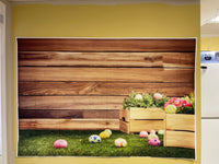 a** New Home Photography Backdrop EASTER Eggs with Wood Wall & Crates Vinyl Photo Studio Prop