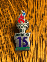 a* Vintage 1996 Summer Olympics 100th Olympic Torch Atlanta Georgia USA Lapel Hat Pin