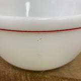 ~ Vintage Pyrex White w/ Red Rim 1 1/2 Quart Round Mixing Bowl #402 Milk Glass