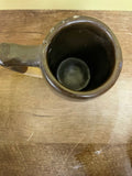 *Rustic Two-Tone Brown Glazed Stoneware 4.5” H Pottery Mug Planter Decor Chipped