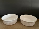 Set of 2/Pair French White Corning Ware Bowls Casserole Dishes Bowls 6.5” Diameter x 2” H