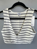 NEW Juniors TOBI Small/P 2 Piece Gray and White Stripe Mini Skirt and VNeck Crop Top NWT Festival