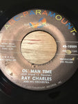 a* Vintage MUSIC Ray Charles "That Lucky Old Sun", "Ol’ Man Time" ABC Paramount 45 RPM Vinyl Record