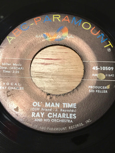 *Vintage MUSIC Ray Charles "That Lucky Old Sun", "Ol’ Man Time" ABC Paramount 45 RPM Vinyl Record