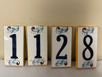 €< Vintage Mexican Talavera Glossy Ceramic Address Set/4 Tiles 1, 1, 2, 8