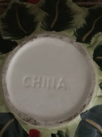 Vintage Christmas Poinsettia Ceramic Candy Dish China